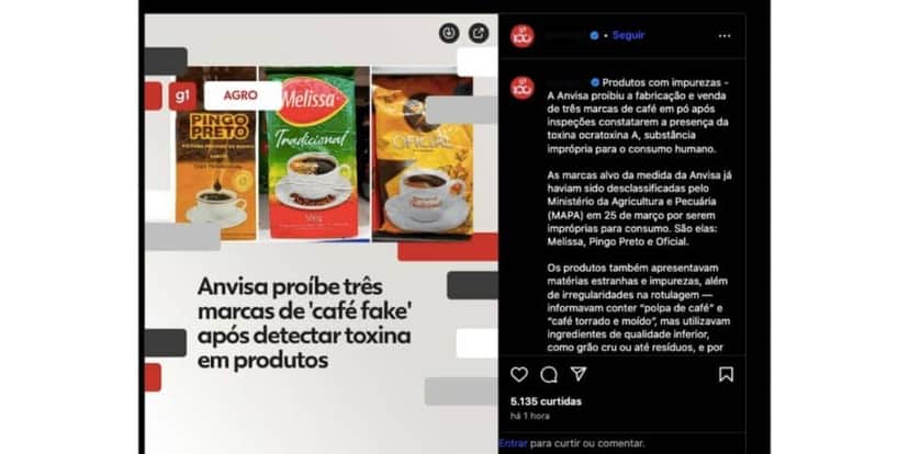 Notícia do G1 (Foto: Reprodução / Instagram) Notícia do G1 (Foto: Reprodução / Instagram)