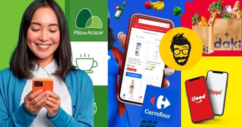 Plataformas digitais para compras de itens de supermercados (Foto: Reprodução/Montagem/ Instagram/Logos/Site oficial do Pão de Açúcar) Plataformas digitais para compras de itens de supermercados (Foto: Reprodução/Montagem/ Instagram/Logos/Site oficial do Pão de Açúcar)