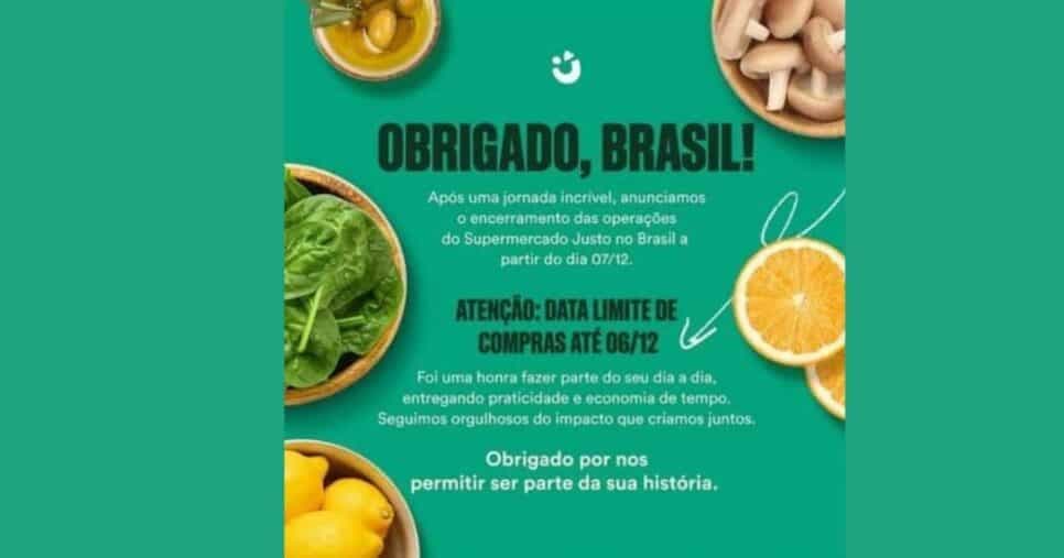 Comunicado Supermercado digital Justo (Foto: Reprodução / Instagram) Comunicado Supermercado digital Justo (Foto: Reprodução / Instagram)