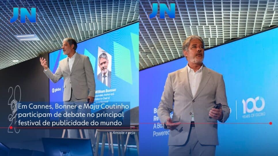 O jornalista está no Festival de Cannes Lions divulgado o JN e a emissora em debate (Foto: Reprodução/ Instagram/ JN) O jornalista está no Festival de Cannes Lions divulgado o JN e a emissora em debate (Foto: Reprodução/ Instagram/ JN)