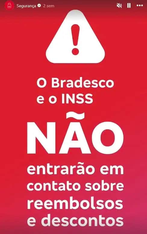 Comunicado do Bradesco (Foto: Reprodução / Instagram) Comunicado do Bradesco (Foto: Reprodução / Instagram)