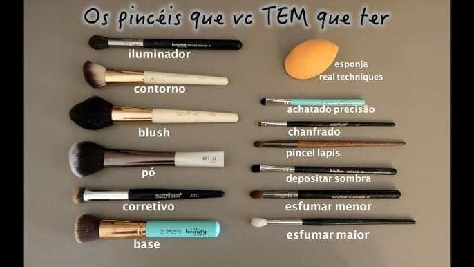 Pincéis para cada tipo de produto (Foto Reprodução/YouTube) Pincéis para cada tipo de produto (Foto Reprodução/YouTube)