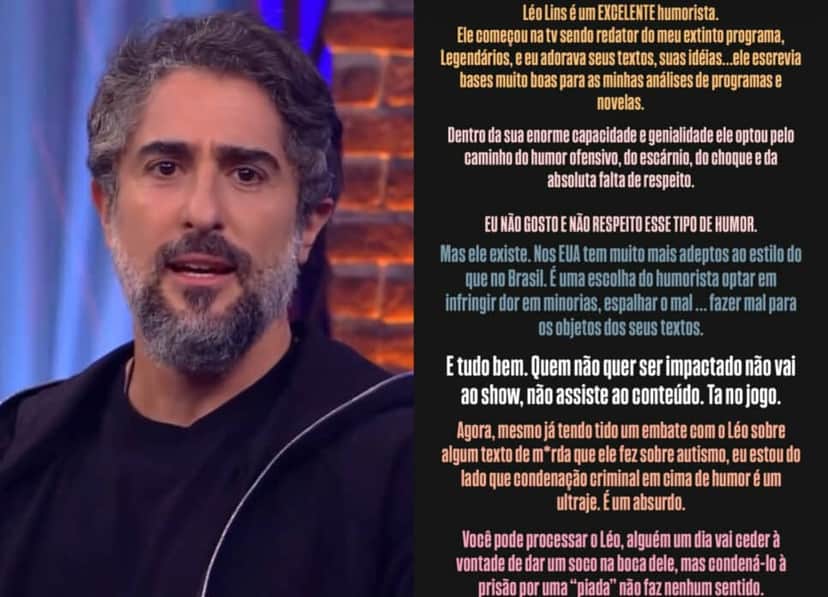 Marcos Mion, apresentador da Globo, fala sobre condenação de Léo Lins, seu ex-colega da Record (Foto: Reprodução/Montagem TV Foco) Marcos Mion, apresentador da Globo, fala sobre condenação de Léo Lins, seu ex-colega da Record (Foto: Reprodução/Montagem TV Foco)