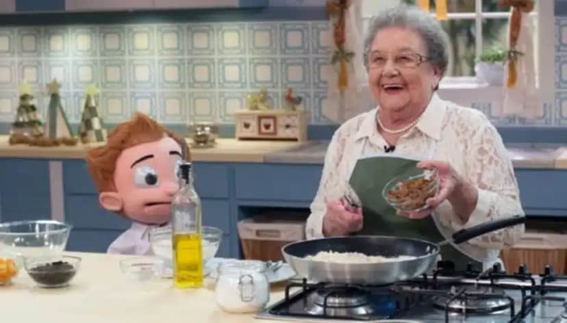 Vovó Palmirinha com seu netinho "Guinho" nos programas de culinária (Foto: Reprodução/ Divulgação) Vovó Palmirinha com seu netinho "Guinho" nos programas de culinária (Foto: Reprodução/ Divulgação)