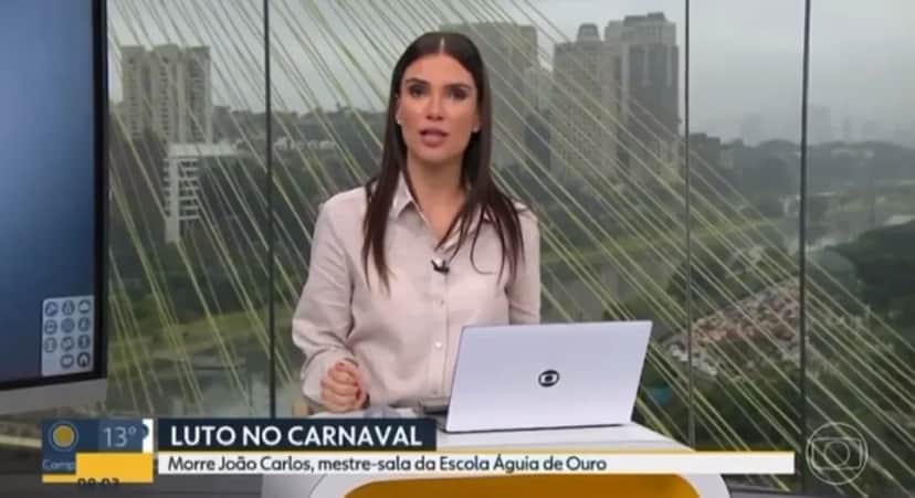 Âncora do BDSP paralisa noticiário e confirma morte de mestre-sala de escola de samba (Foto: Reprodução/ Globo) Âncora do BDSP paralisa noticiário e confirma morte de mestre-sala de escola de samba (Foto: Reprodução/ Globo)