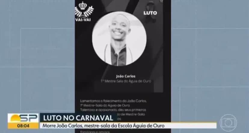 Escolas de samba prestam homenagens ao mestre-sala da Águia de Ouro, que morreu aos 41 anos (Foto: Reprodução/ Globoplay) Escolas de samba prestam homenagens ao mestre-sala da Águia de Ouro, que morreu aos 41 anos (Foto: Reprodução/ Globoplay)