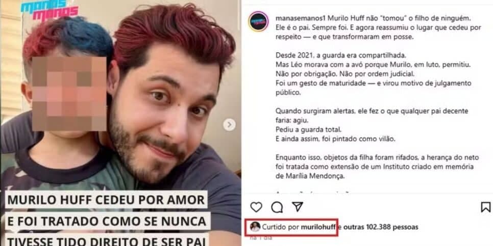 Murilo Huff curte publicação (Foto: Reprodução / Instagram) Murilo Huff curte publicação (Foto: Reprodução / Instagram)