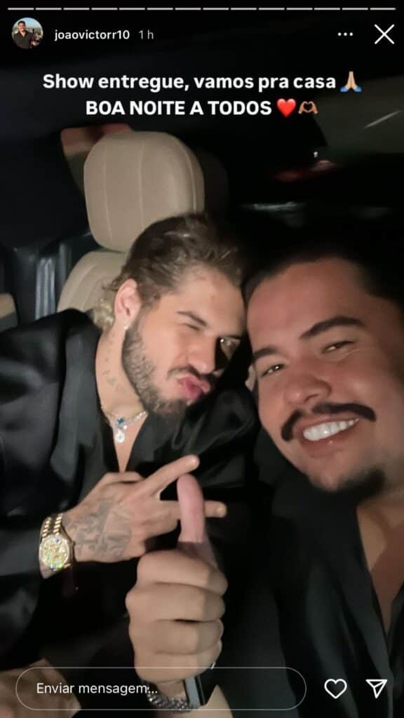 Zé Felipe com amigo após show em São Paulo (Foto: Reprodução/ Internet) Zé Felipe com amigo após show em São Paulo (Foto: Reprodução/ Internet)