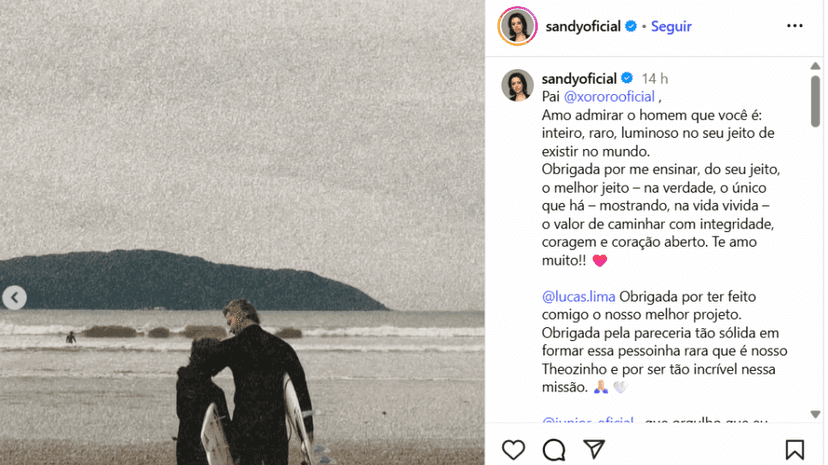 Sandy faz textão inédito com tudo que pensa sobre Lucas Lima - Foto Instagram Sandy faz textão inédito com tudo que pensa sobre Lucas Lima - Foto Instagram