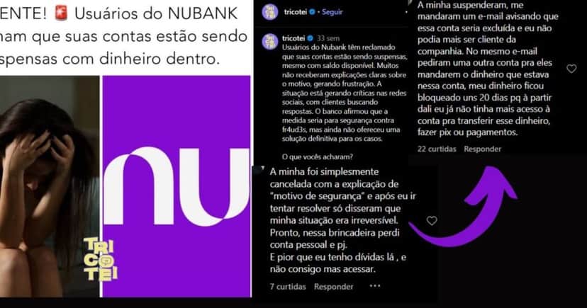 Relatos nas redes sociais informando suspensão de contas (Foto Reprodução/Montagem/Lennita/Tv Foco/Canva/Instagram) Relatos nas redes sociais informando suspensão de contas (Foto Reprodução/Montagem/Lennita/Tv Foco/Canva/Instagram)