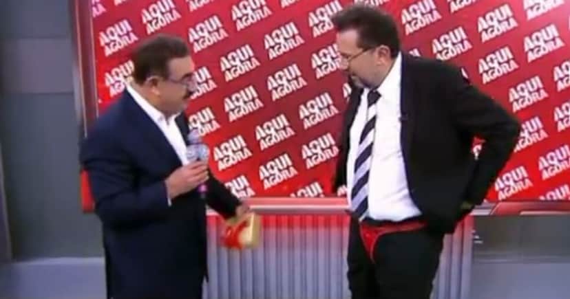 Apresentador do SBT de calcinha (Foto: Reprodução/Montagem TV Foco) Apresentador do SBT de calcinha (Foto: Reprodução/Montagem TV Foco)