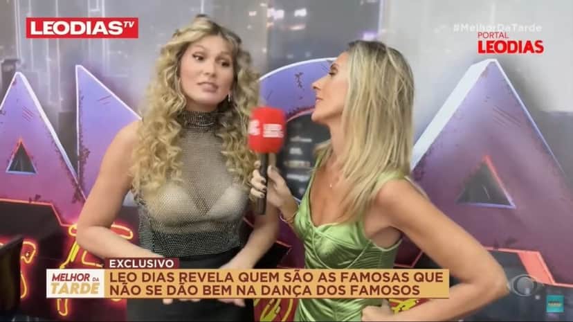 Leo Dias leva ao ar Lívia Andrade confirmando estrelas que não se bicam em competição e dá nomes segundo apurações (Foto: Reprodução/ Band/ Melhor da Tarde) Leo Dias leva ao ar Lívia Andrade confirmando estrelas que não se bicam em competição e dá nomes segundo apurações (Foto: Reprodução/ Band/ Melhor da Tarde)