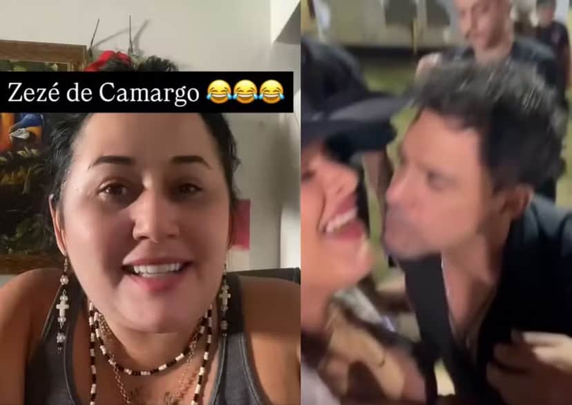 Cleo Loyola diz que Zezé Di Camargo a ameaçou após vídeo em que ele tenta beijar fã — Foto: Reprodução/Instagram Cleo Loyola diz que Zezé Di Camargo a ameaçou após vídeo em que ele tenta beijar fã — Foto: Reprodução/Instagram
