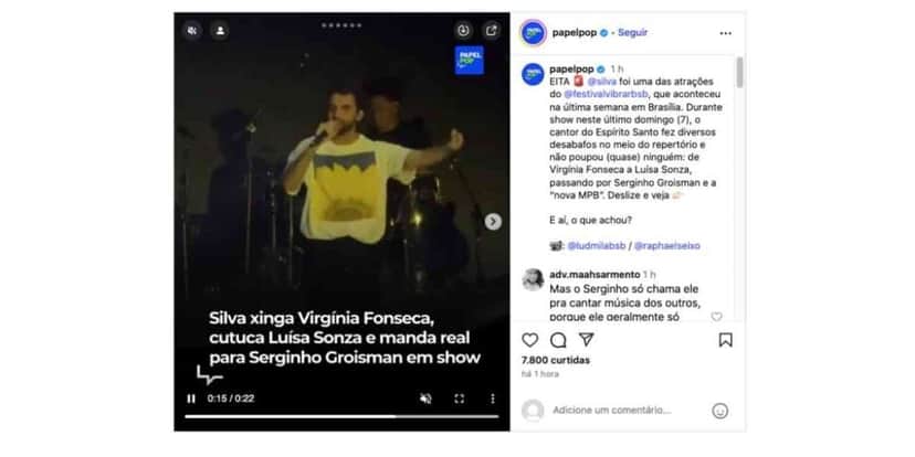 Cantor Silva faz duras críticas a Virginia Fonseca e Serginho Groisman em show (Foto: Reprodução / Instagram) Cantor Silva faz duras críticas a Virginia Fonseca e Serginho Groisman em show (Foto: Reprodução / Instagram)