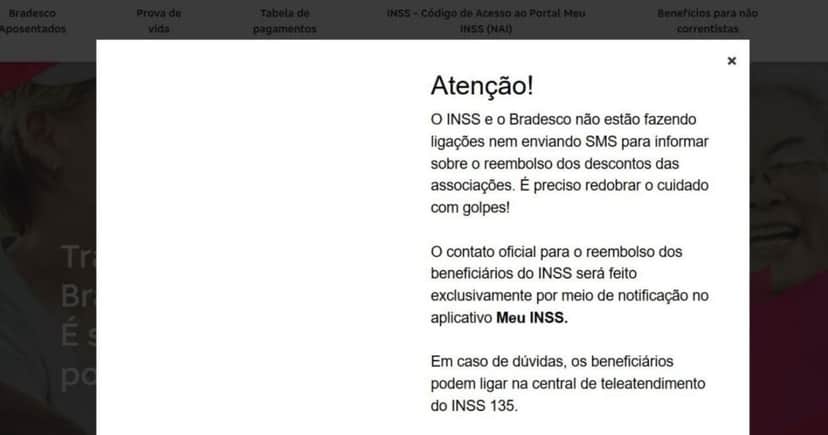 Alerta do Bradesco para aposentados (Foto Reprodução/Site oficial) Alerta do Bradesco para aposentados (Foto Reprodução/Site oficial)