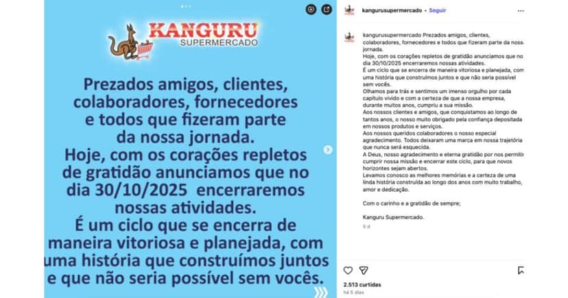 Anúncio Supermercado Kanguru (Foto: Reprodução / Instagram) Anúncio Supermercado Kanguru (Foto: Reprodução / Instagram)