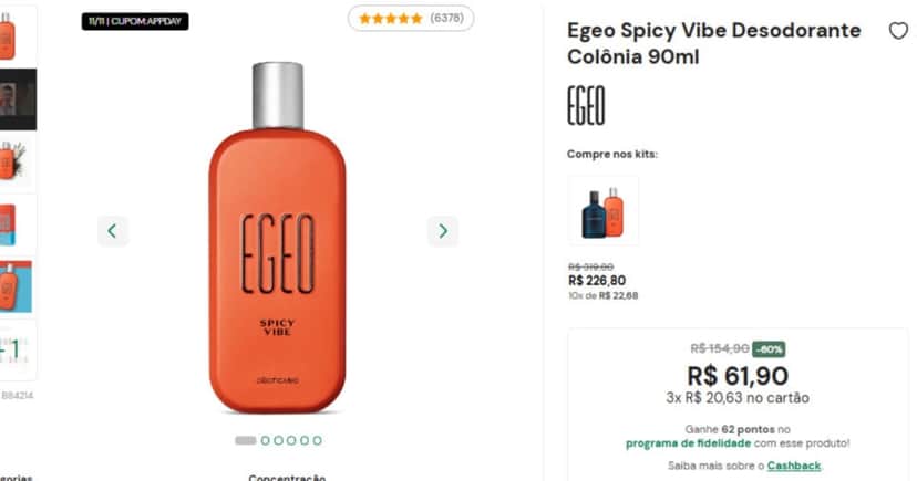 Egeo Spicy Vibe Desodorante Colônia 90ml (Foto: Reprodução) Egeo Spicy Vibe Desodorante Colônia 90ml (Foto: Reprodução)