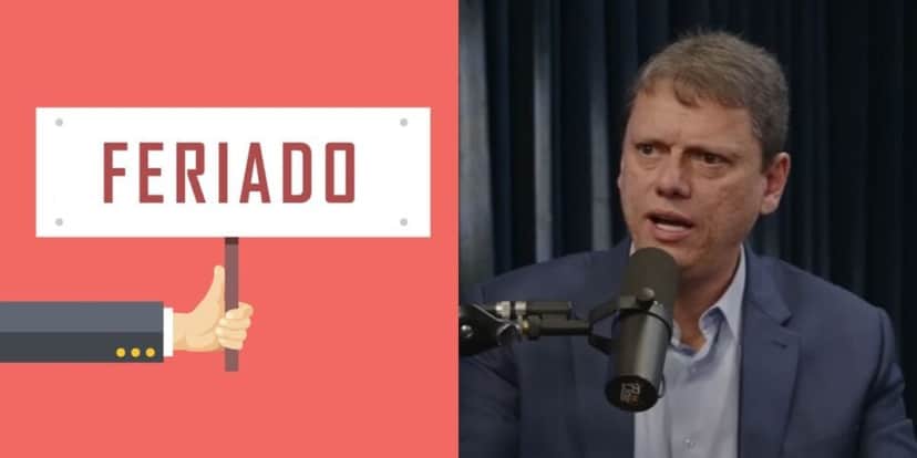 Tarcísio de Freitas ciente de feriados em cidade de SP (Reprodução: Flow Podcast) Tarcísio de Freitas ciente de feriados em cidade de SP (Reprodução: Flow Podcast)