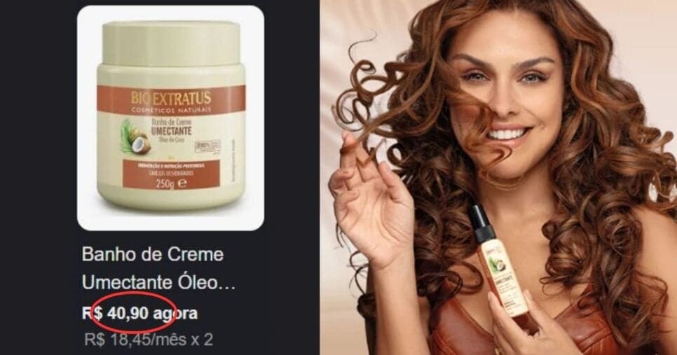 Bio Extratus Umectante (Linha Coco) (Foto Reprodução/Montagem/TV Foco/Lennita/YouTube/Google Shopping) Bio Extratus Umectante (Linha Coco) (Foto Reprodução/Montagem/TV Foco/Lennita/YouTube/Google Shopping)
