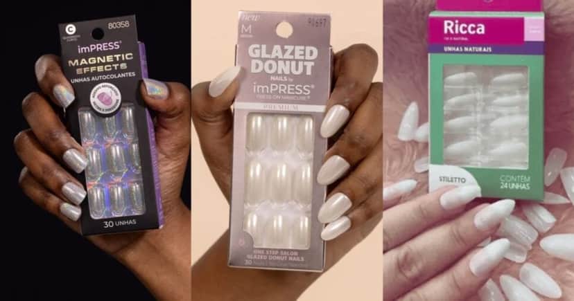 imPRESS Magnetic Effects Kiss New York, imPRESS Glazed Donuts Kiss New York e Unhas Postiças Autoadesivas Ricca (Foto: Reprodução/ Internet) imPRESS Magnetic Effects Kiss New York, imPRESS Glazed Donuts Kiss New York e Unhas Postiças Autoadesivas Ricca (Foto: Reprodução/ Internet)