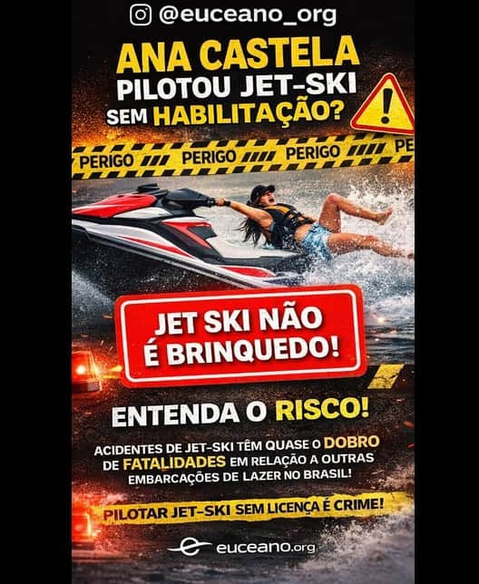 Alerta sobre acidentes de jet ski (Foto: Reprodução / Instagram) Alerta sobre acidentes de jet ski (Foto: Reprodução / Instagram)