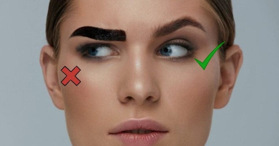 Sobrancelha com maquiagem exagerada (Foto Reprodução/Montagem/Lennita/Canva/Freepik) Sobrancelha com maquiagem exagerada (Foto Reprodução/Montagem/Lennita/Canva/Freepik)