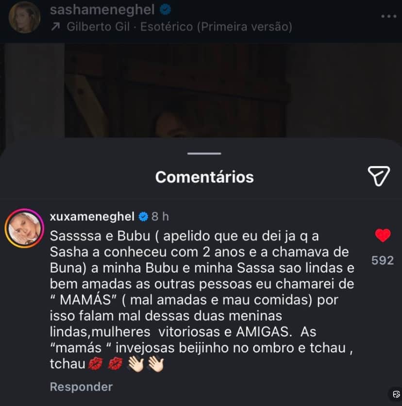 Comentário de Xuxa (Foto: Reprodução / Instagram) Comentário de Xuxa (Foto: Reprodução / Instagram)
