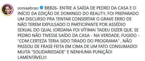 Sonia detona o BBB26 (Foto: Reprodução / Instagram) Sonia detona o BBB26 (Foto: Reprodução / Instagram)