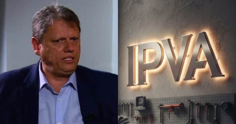 Tarcísio de Freitas e logo isenção IPVA (Foto: Montagem TV Foco / GMN / Globo) Tarcísio de Freitas e logo isenção IPVA (Foto: Montagem TV Foco / GMN / Globo)