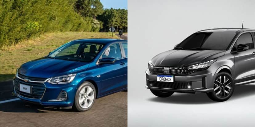 Chevrolet Onix Plus e Fiat Cronos para lucrar mais na Uber (Reprodução: Divulgação) Chevrolet Onix Plus e Fiat Cronos para lucrar mais na Uber (Reprodução: Divulgação)