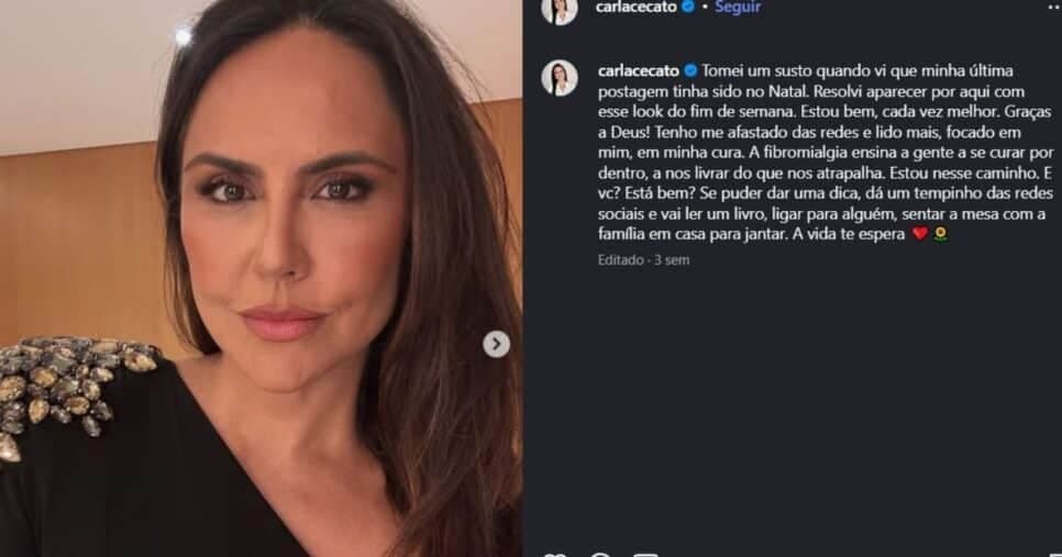 Última postagem de Carla Cecato em 2026 (Foto Reprodução/Instagram/@carlacecato) Última postagem de Carla Cecato em 2026 (Foto Reprodução/Instagram/@carlacecato)