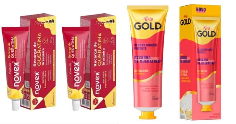 Recarga de queratina Novex e Niely Gold (Foto: Reprodução/Internet) Recarga de queratina Novex e Niely Gold (Foto: Reprodução/Internet)