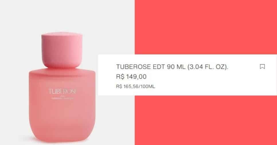 Zara Tuberose (Foto Reprodução/Montagem/Lennita/Canva/Zara) Zara Tuberose (Foto Reprodução/Montagem/Lennita/Canva/Zara)