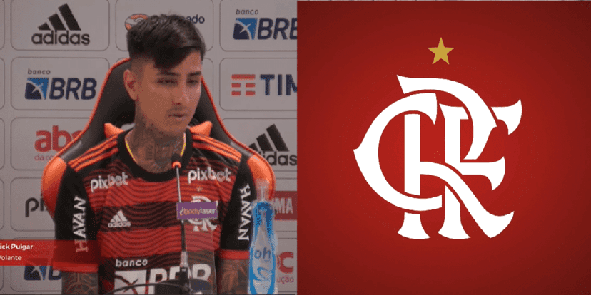 Erick Pulgar no Flamengo (Foto: Reprodução/YouTube/ FLA TV) Erick Pulgar no Flamengo (Foto: Reprodução/YouTube/ FLA TV)