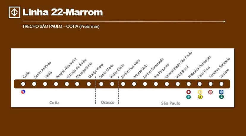 Linha 21 Marrom (Foto: Reprodução/metrocptm) Linha 21 Marrom (Foto: Reprodução/metrocptm)