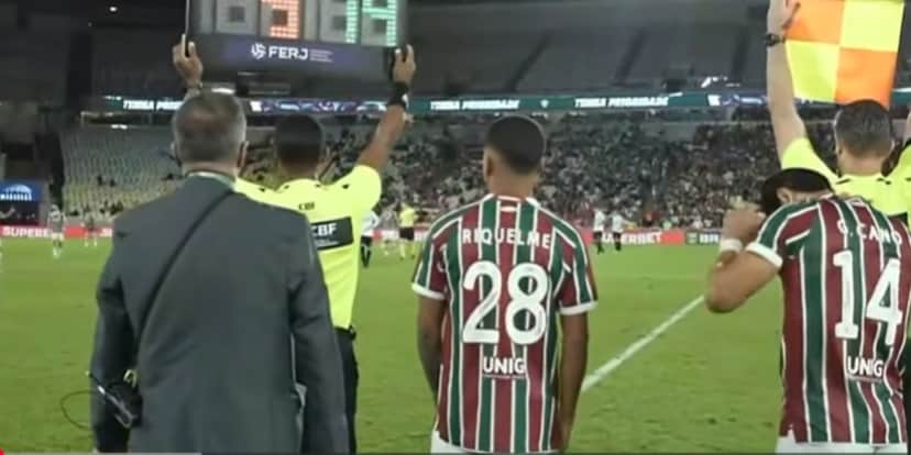 Riquelme Felipe com 3 jogos pelo Fluminense em 2026 (Reprodução: Globo) Riquelme Felipe com 3 jogos pelo Fluminense em 2026 (Reprodução: Globo)