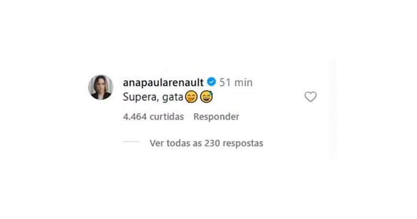Comentário de Ana Paula Renault (Foto: Reprodução / Instagram) Comentário de Ana Paula Renault (Foto: Reprodução / Instagram)