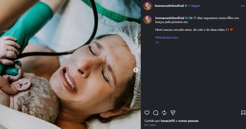Postagem de Lorena relembrando o nascimento do seu filho Henri com Natália Daumas (Foto Reprodução/Instagram/@lorenacoutinhooficial) Postagem de Lorena relembrando o nascimento do seu filho Henri com Natália Daumas (Foto Reprodução/Instagram/@lorenacoutinhooficial)