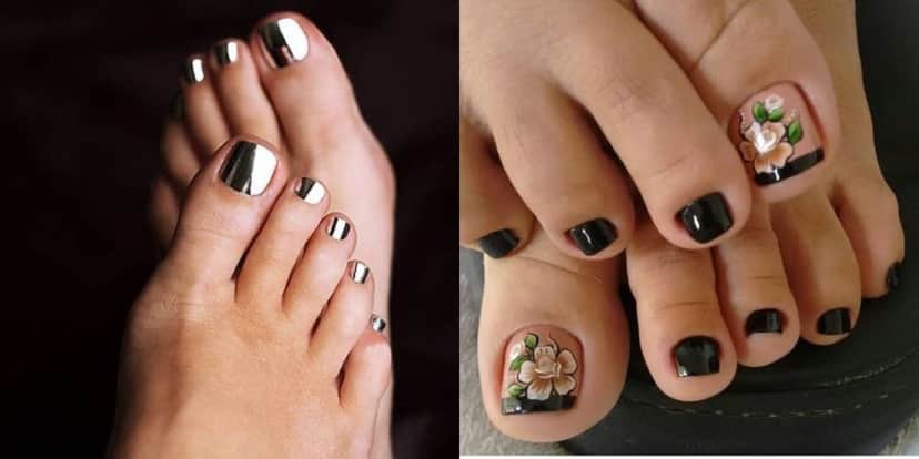 Cromado e preto nail art (Reprodução: Montagem TV Foco) Cromado e preto nail art (Reprodução: Montagem TV Foco)