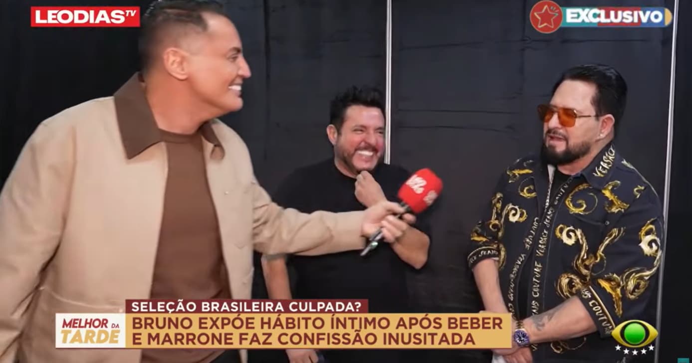 Bruno e Marrone em entrevista a Leo Dias (Foto: Reprodução/ Melhor da Tarde/ Band) Bruno e Marrone em entrevista a Leo Dias (Foto: Reprodução/ Melhor da Tarde/ Band)