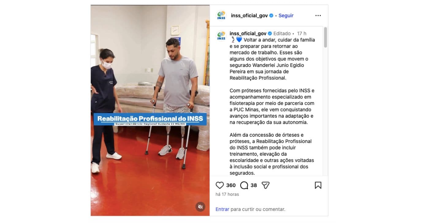 Comunicado do INSS sobre a Reabilitação Profissional (Foto: Reprodução / Instagram) Comunicado do INSS sobre a Reabilitação Profissional (Foto: Reprodução / Instagram)