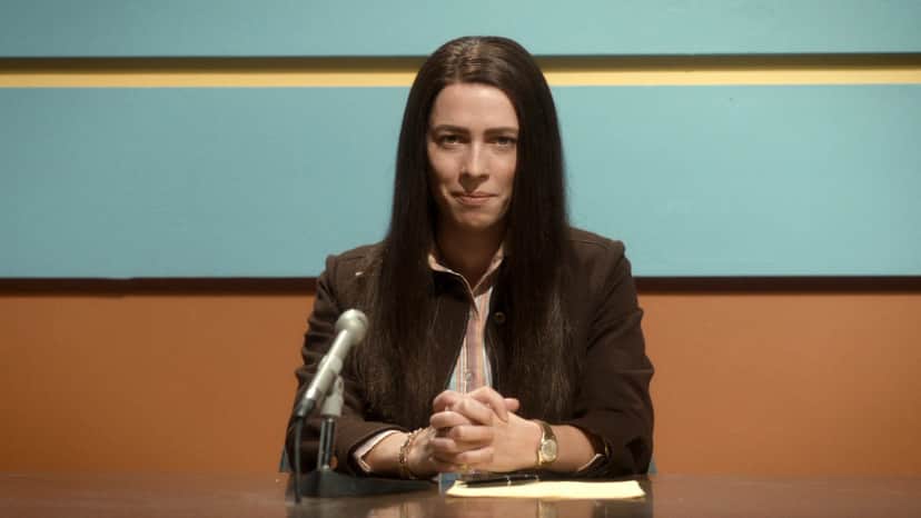 Rebecca Hall interpretando a apresentadora Christine Chubbuck em seu filme (Foto: Divulgação) Rebecca Hall interpretando a apresentadora Christine Chubbuck em seu filme (Foto: Divulgação)