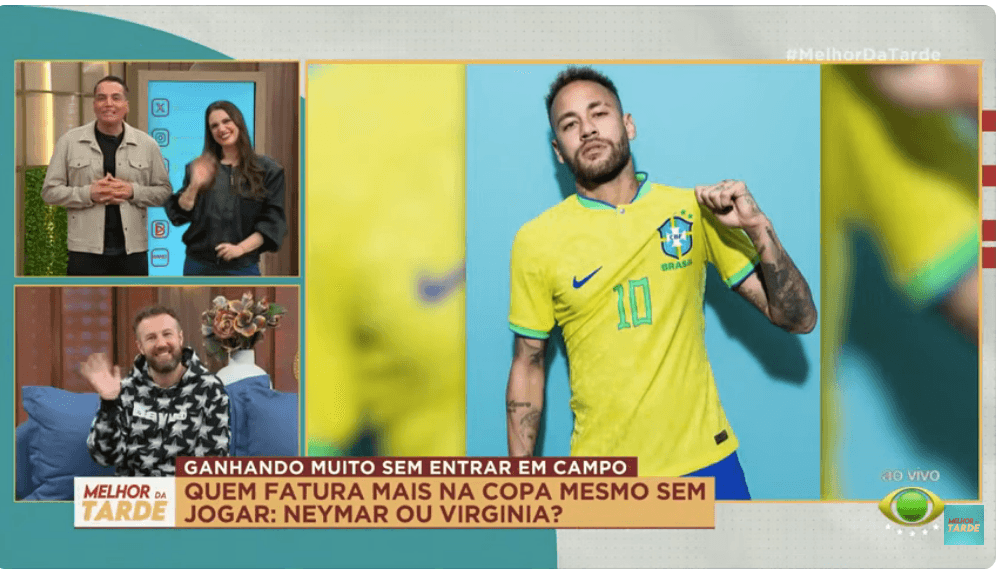 Leo Dias, Chris Flores, Neymar e Thiago Pasqualotto (Foto: Reprodução / Band) Leo Dias, Chris Flores, Neymar e Thiago Pasqualotto (Foto: Reprodução / Band)