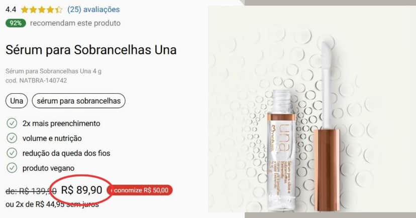 Sérum Especialista para Cílios e Sobrancelhas Una (Foto Reprodução/Montagem/TV Foco/Lennita/TV Foco/Canva/GMN/Natura) Sérum Especialista para Cílios e Sobrancelhas Una (Foto Reprodução/Montagem/TV Foco/Lennita/TV Foco/Canva/GMN/Natura)
