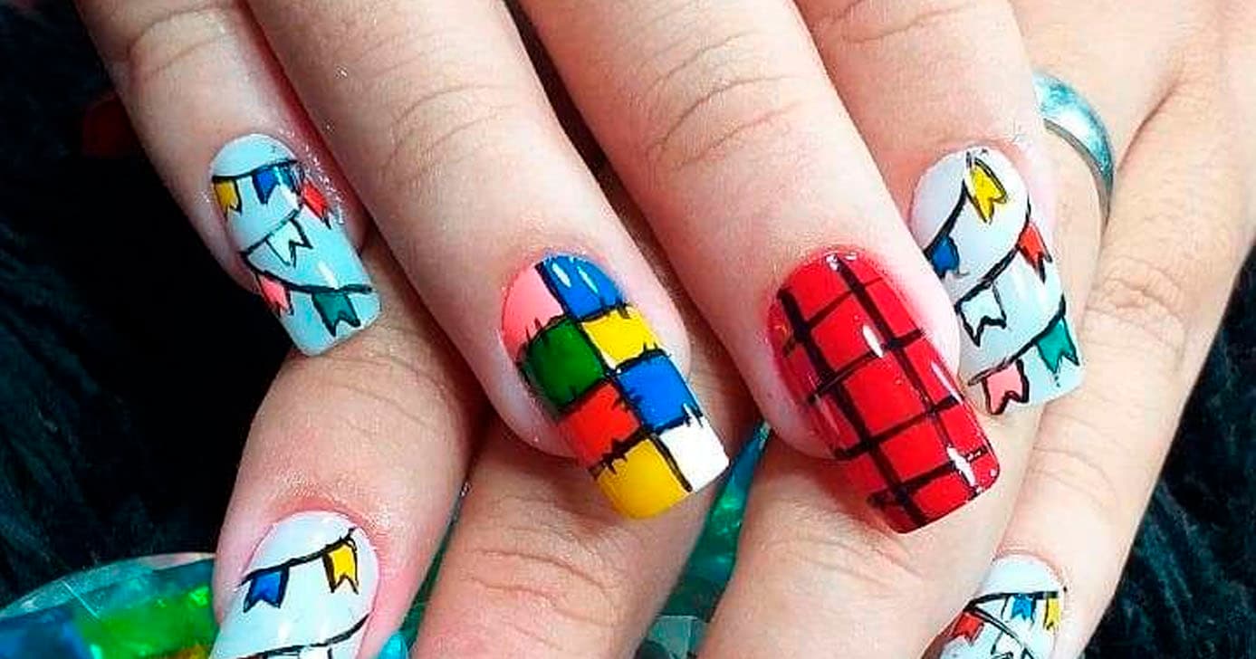 Unhas para usar na Festa Junina (Foto: Reprodução) Unhas para usar na Festa Junina (Foto: Reprodução)