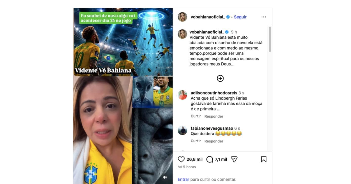 Vidente fala sobre a Copa do Mundo (Foto: Reprodução / Instagram) Vidente fala sobre a Copa do Mundo (Foto: Reprodução / Instagram)