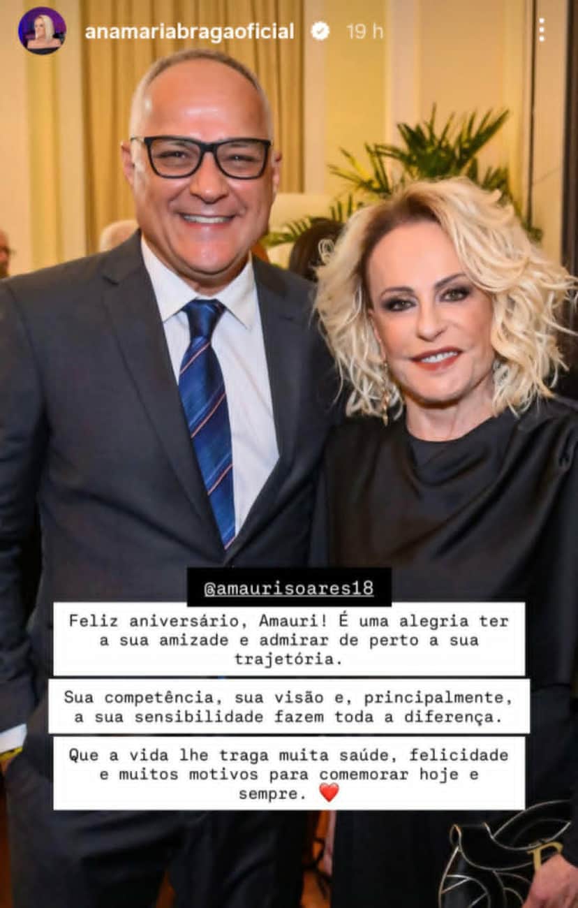 Amauri Soares e Ana Maria Braga (Foto: Reprodução/ Instagram) Amauri Soares e Ana Maria Braga (Foto: Reprodução/ Instagram)