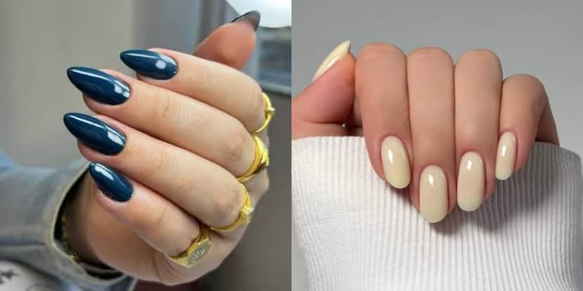 Unhas azul petróleo e branco amanteigado (Reprodução: Montagem TV Foco) Unhas azul petróleo e branco amanteigado (Reprodução: Montagem TV Foco)