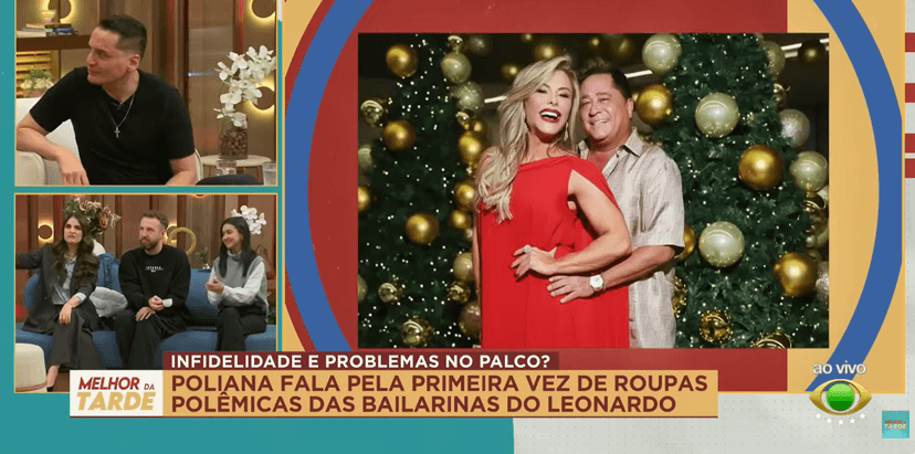 Chris Flores comenta casamento de Leonardo e Poliana Rocha (Foto: Reprodução / Band) Chris Flores comenta casamento de Leonardo e Poliana Rocha (Foto: Reprodução / Band)