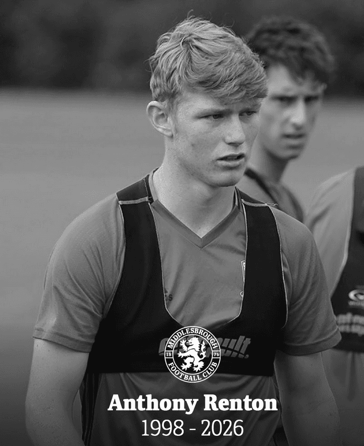 Middlesbrough FC homenageou Anthony Renton (Foto: Reprodução / Instagram) Middlesbrough FC homenageou Anthony Renton (Foto: Reprodução / Instagram)